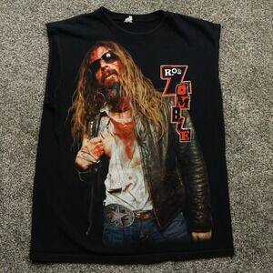 Rob Zombie Tour T Shirt Men's‎ Large Black Sleeveless 2010 Concert Band Tee